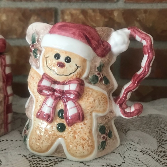 Rare Vintage Hand Painted Gingerbread Man Christmas Sugar/Creamer - Picture 2 of 12